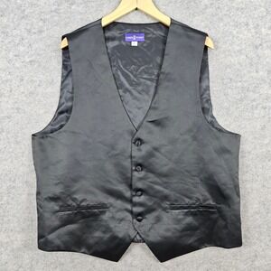Lord West Men's Black Satin Formal Vest Waistcoat Size L Polyester Church Prom